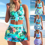 Print Split Skirt Swimwear Set