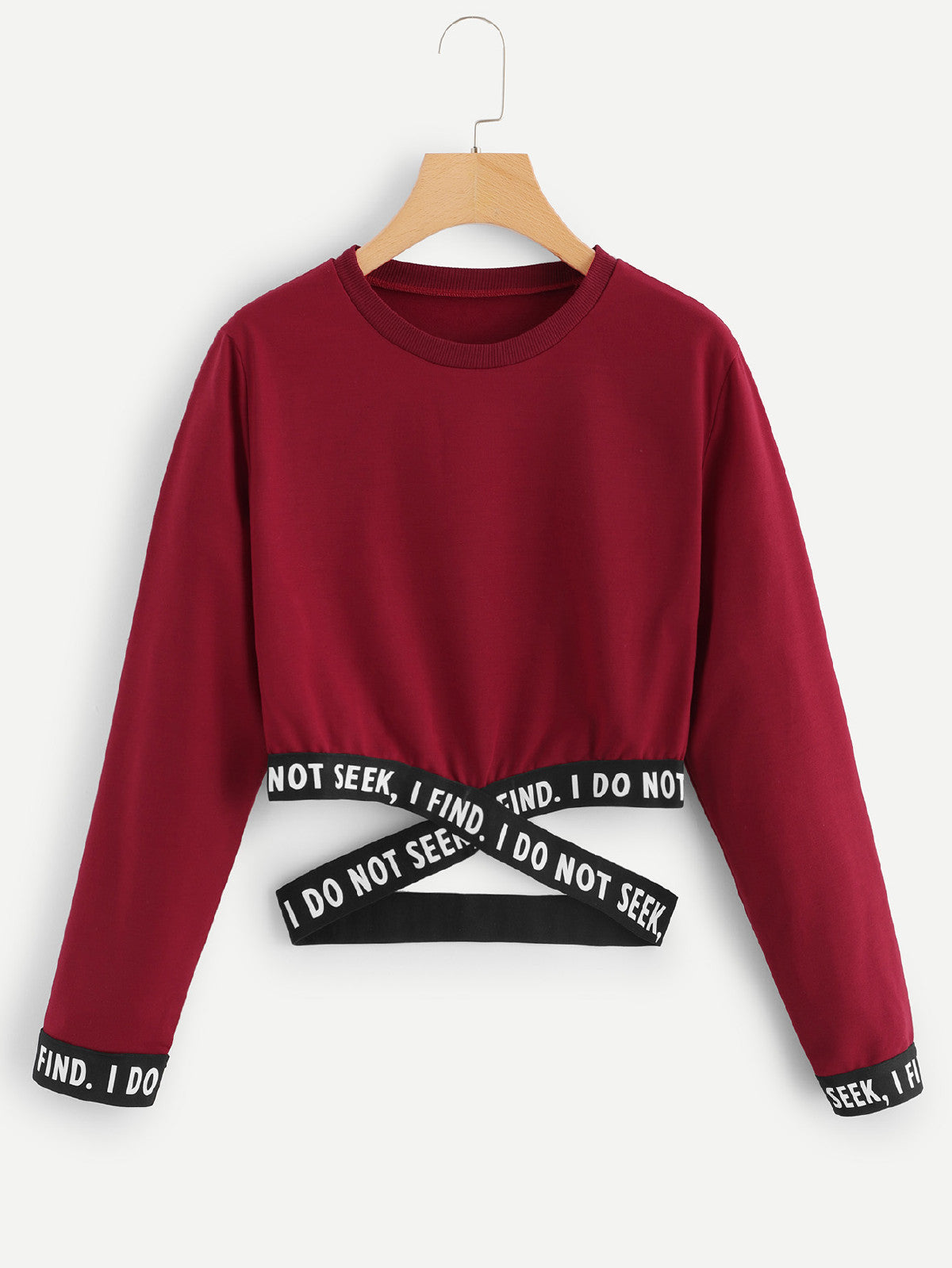 Letter Tie Short Long Sleeved Sweatshirt