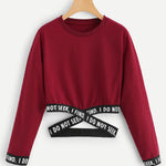 Letter Tie Short Long Sleeved Sweatshirt