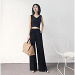 Women Elastic Waist Wide Leg Pant