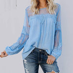 Women's solid color lace shirt