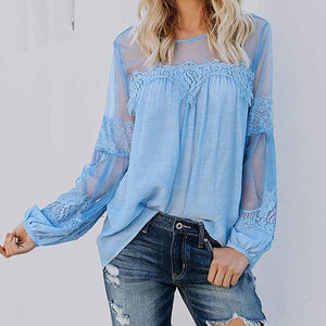 Women's solid color lace shirt