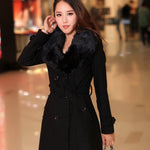 Women double-breasted woolen coat