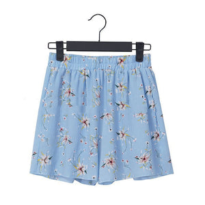 Floral chiffon plus size polka dot shorts