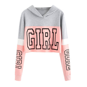 Women Crop Top Hoodie Sweatshirt