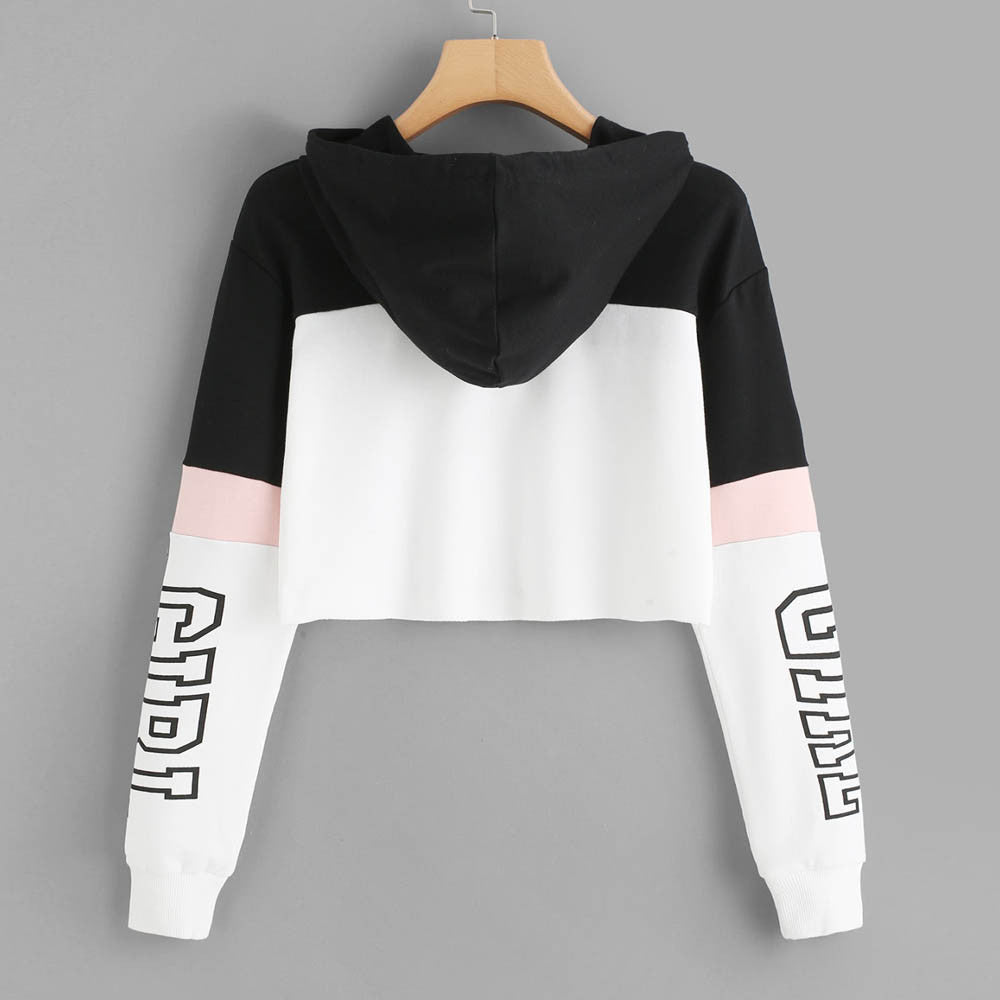 Women Crop Top Hoodie Sweatshirt