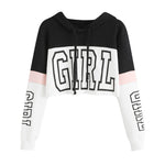 Women Crop Top Hoodie Sweatshirt