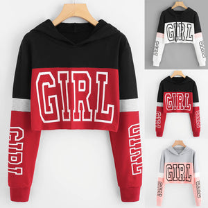 Women Crop Top Hoodie Sweatshirt