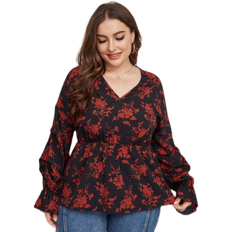 Fat Women Plussize V neck Shirt