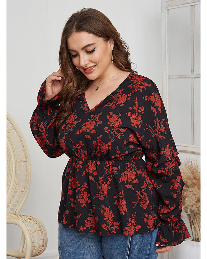 Fat Women Plussize V neck Shirt