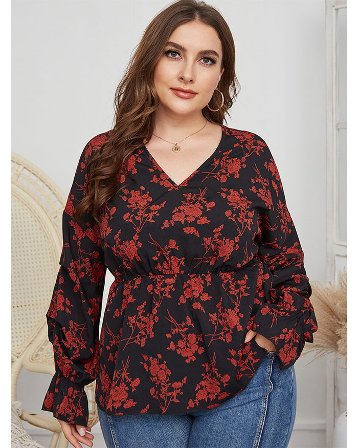 Fat Women Plussize V neck Shirt