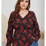 Fat Women Plussize V neck Shirt