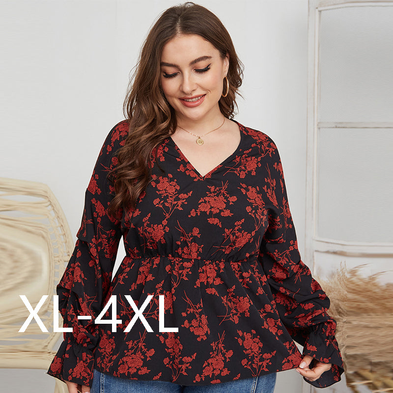 Fat Women Plussize V neck Shirt