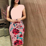 Women Printed Office Midi Pencil Dress