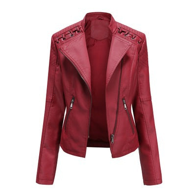 Women's Slim Thin Leather Short Jacket