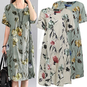 Bohemian Summer Print Loose Floral Dress