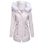 Women Casual Fur Long Hooded Jacket