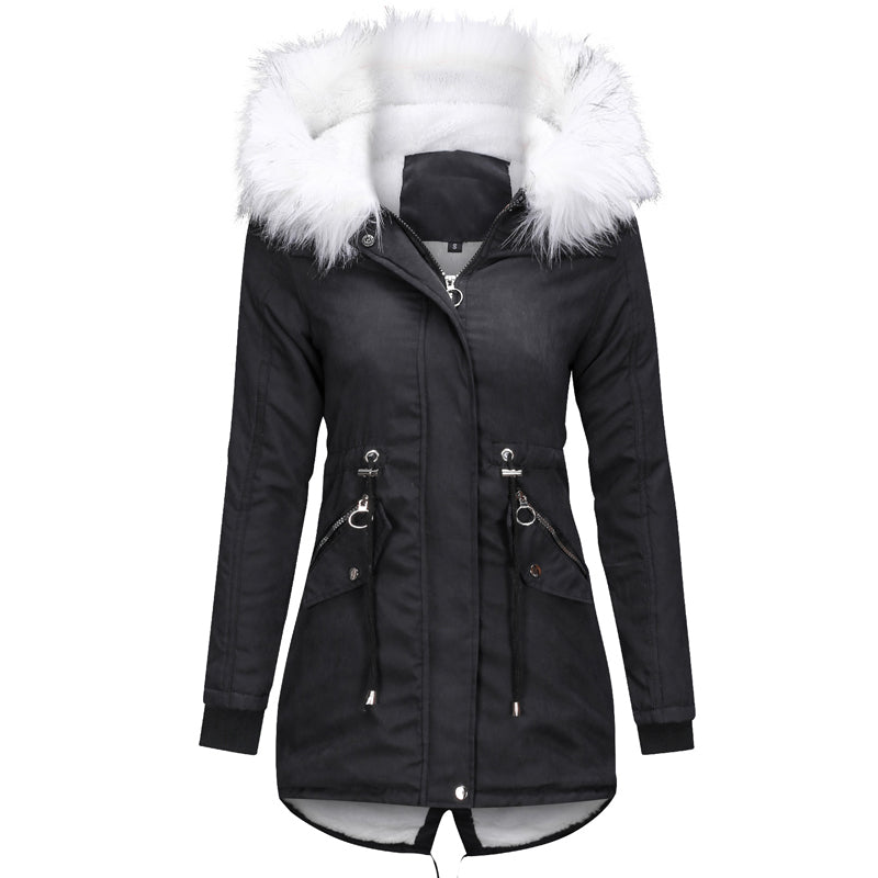 Women Casual Fur Long Hooded Jacket