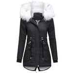 Women Casual Fur Long Hooded Jacket