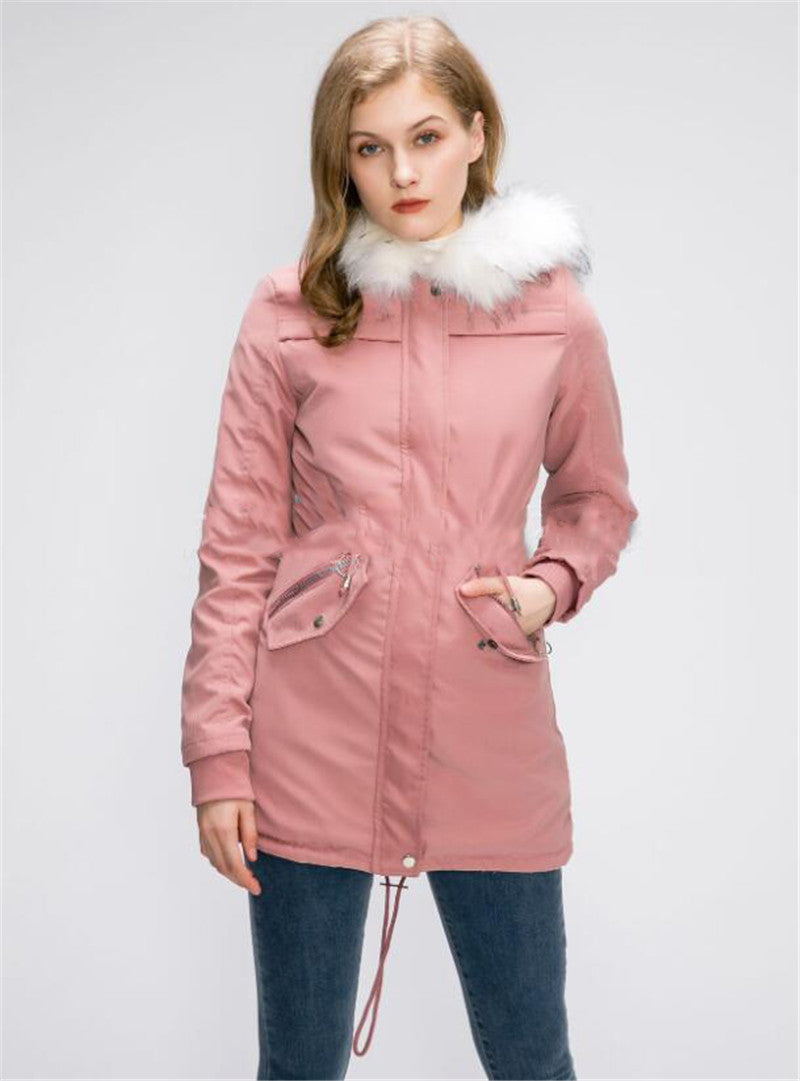 Women Casual Fur Long Hooded Jacket