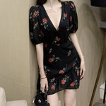 Women French Ruffled Floral Dress