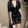 Women French Ruffled Floral Dress