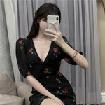 Women French Ruffled Floral Dress