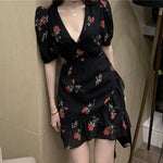 Women French Ruffled Floral Dress