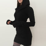 Women Black Novelty Hoodies Dress