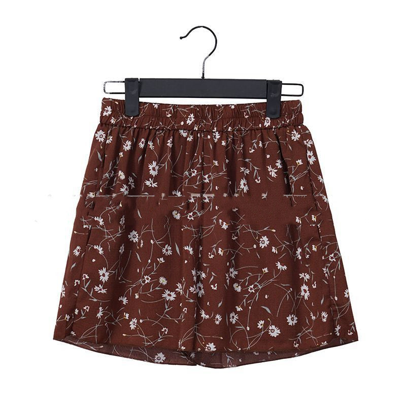 Floral chiffon plus size polka dot shorts