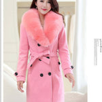 Women double-breasted woolen coat