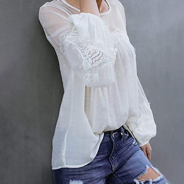 Women's solid color lace shirt