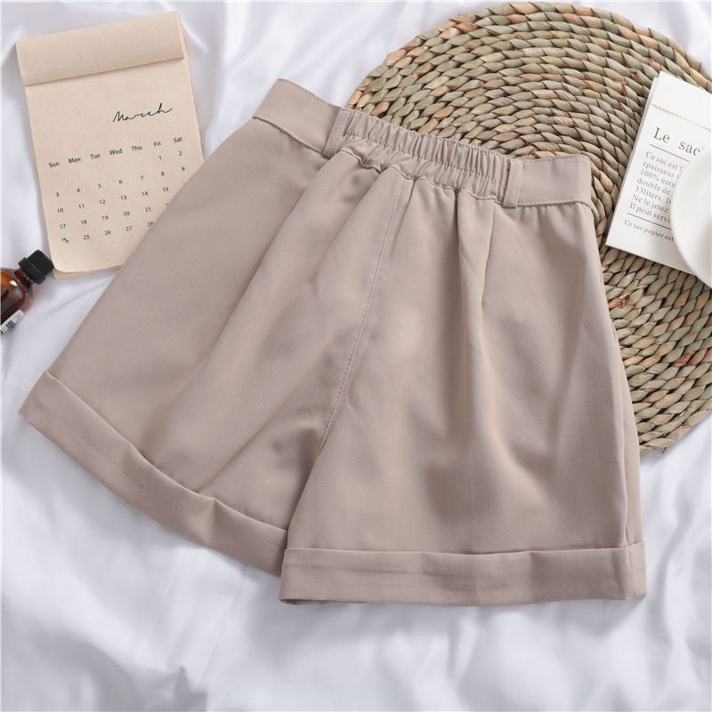 All-match Roll-up Wide-leg Casual Shorts