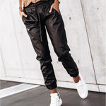 Tethered Waist Slim Leather Legging