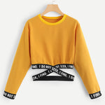 Letter Tie Short Long Sleeved Sweatshirt