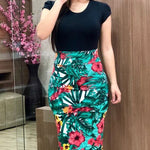 Women Printed Office Midi Pencil Dress