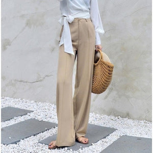 Women Elastic Waist Wide Leg Pant