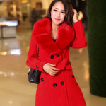 Women double-breasted woolen coat