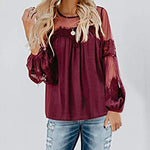 Women's solid color lace shirt