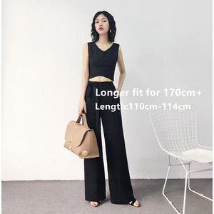 Women Elastic Waist Wide Leg Pant