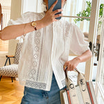 Women's French White Embroidered Shirt