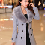 Women double-breasted woolen coat