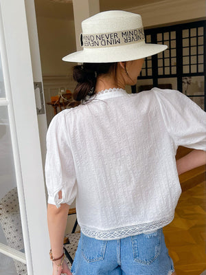 Women's French White Embroidered Shirt