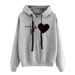 Women Heart Print Streetwear Hoodies