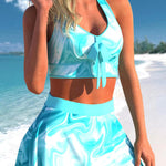 Print Split Skirt Swimwear Set