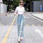 Women Patchwork Denim Draping Pant