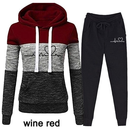 Women hooded casual tracksuit