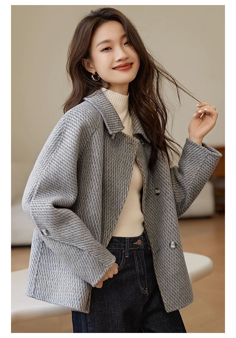 Pineapple Pattern Woolen Coat