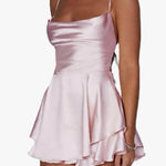 Halter Satin Backless Straps A Swing Dress