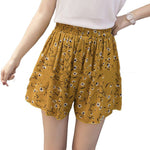 Floral chiffon plus size polka dot shorts